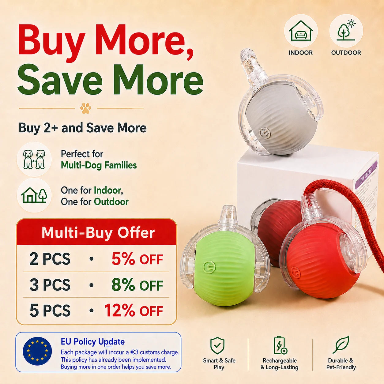 Smart Automatic Rolling Dog Ball Toy Rechargeable