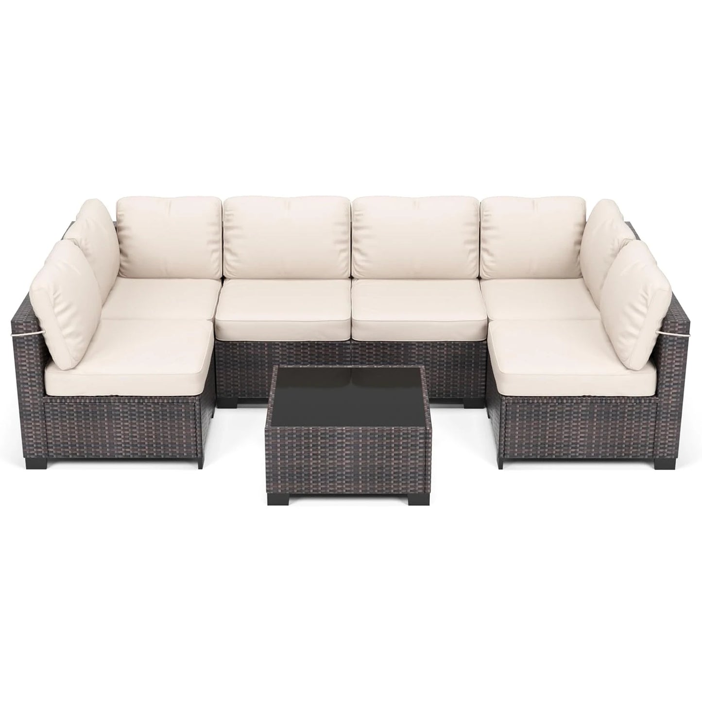 HobbyLane 7 Piece Modular Outdoor Furniture Set PE Rattan