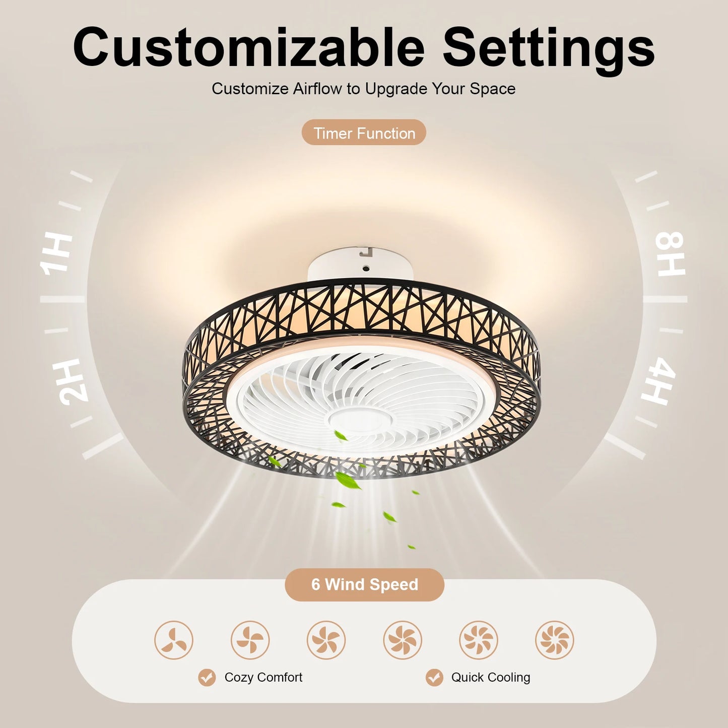 Ceiling Fan Light With Remote Control For Bedroom