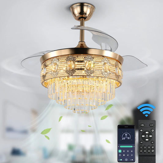 VETRULUS Modern Smart Ceiling Fan Chandelier With Remote