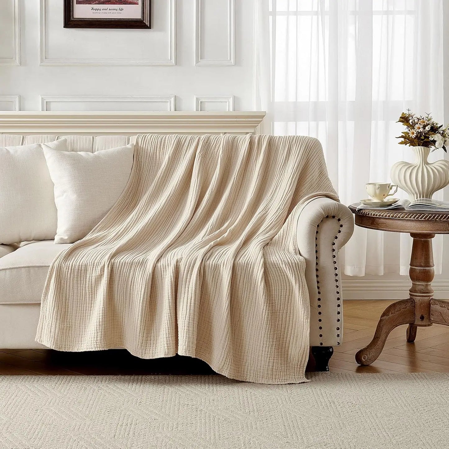 100 Percent Cotton Muslin Throw Blanket Lightweight