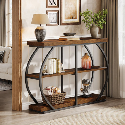 Tribesigns Console Table With Arched Metal Frame And Shelves