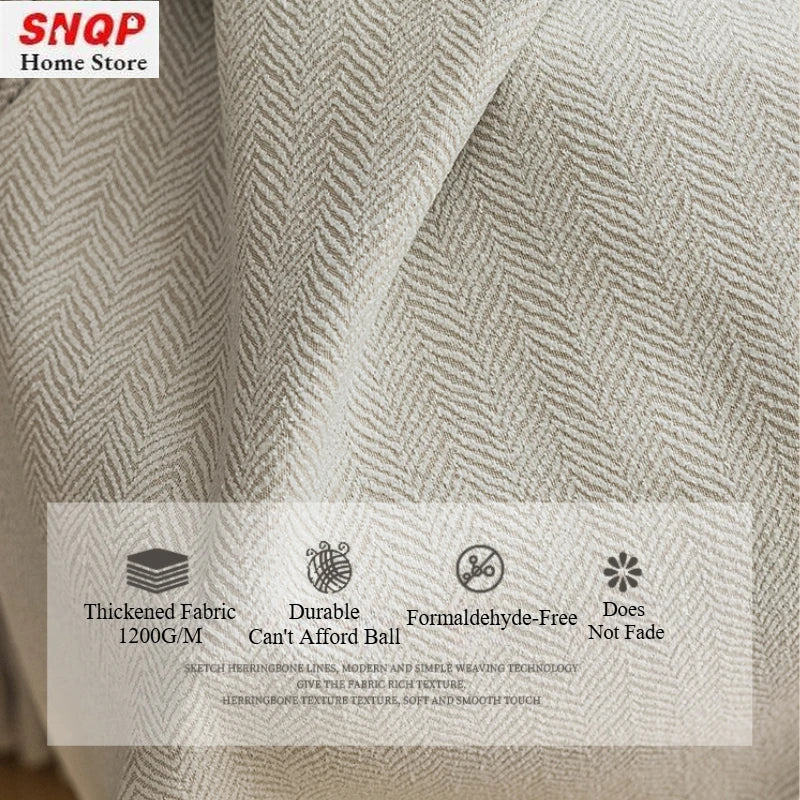 Chenille Blackout Curtains With Herringbone Texture