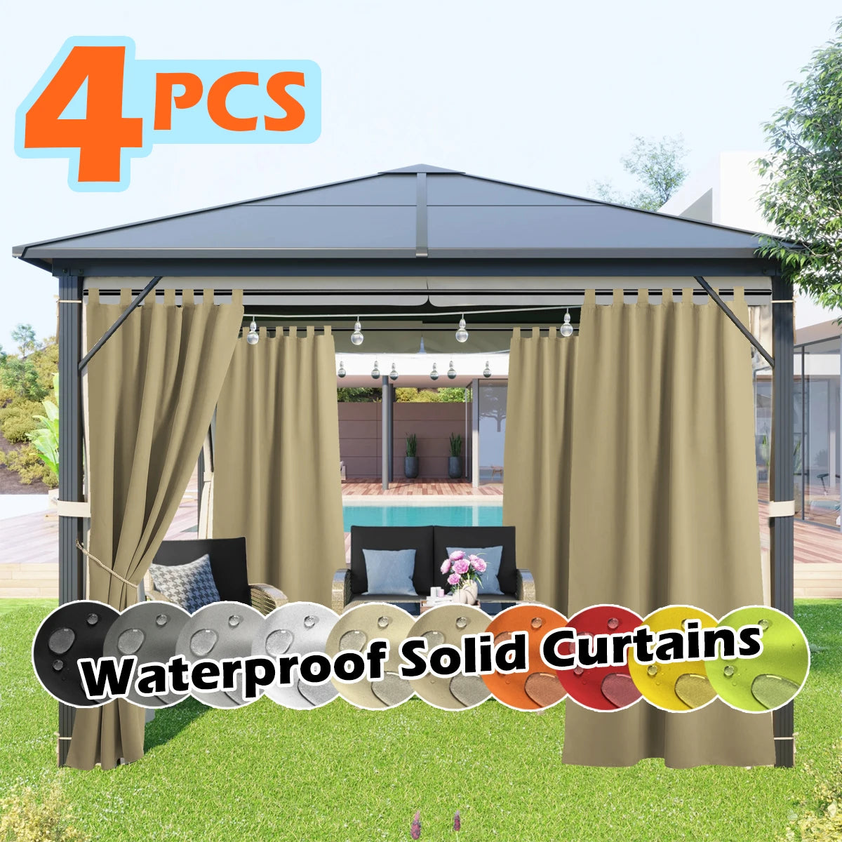 SABALANICA Outdoor Curtains Waterproof UV Resistant Tab Top