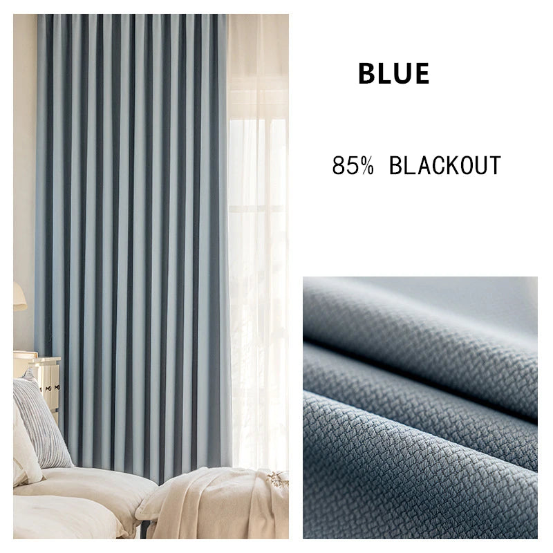 Custom Thickened Blackout Jacquard Curtains for Living Rooms