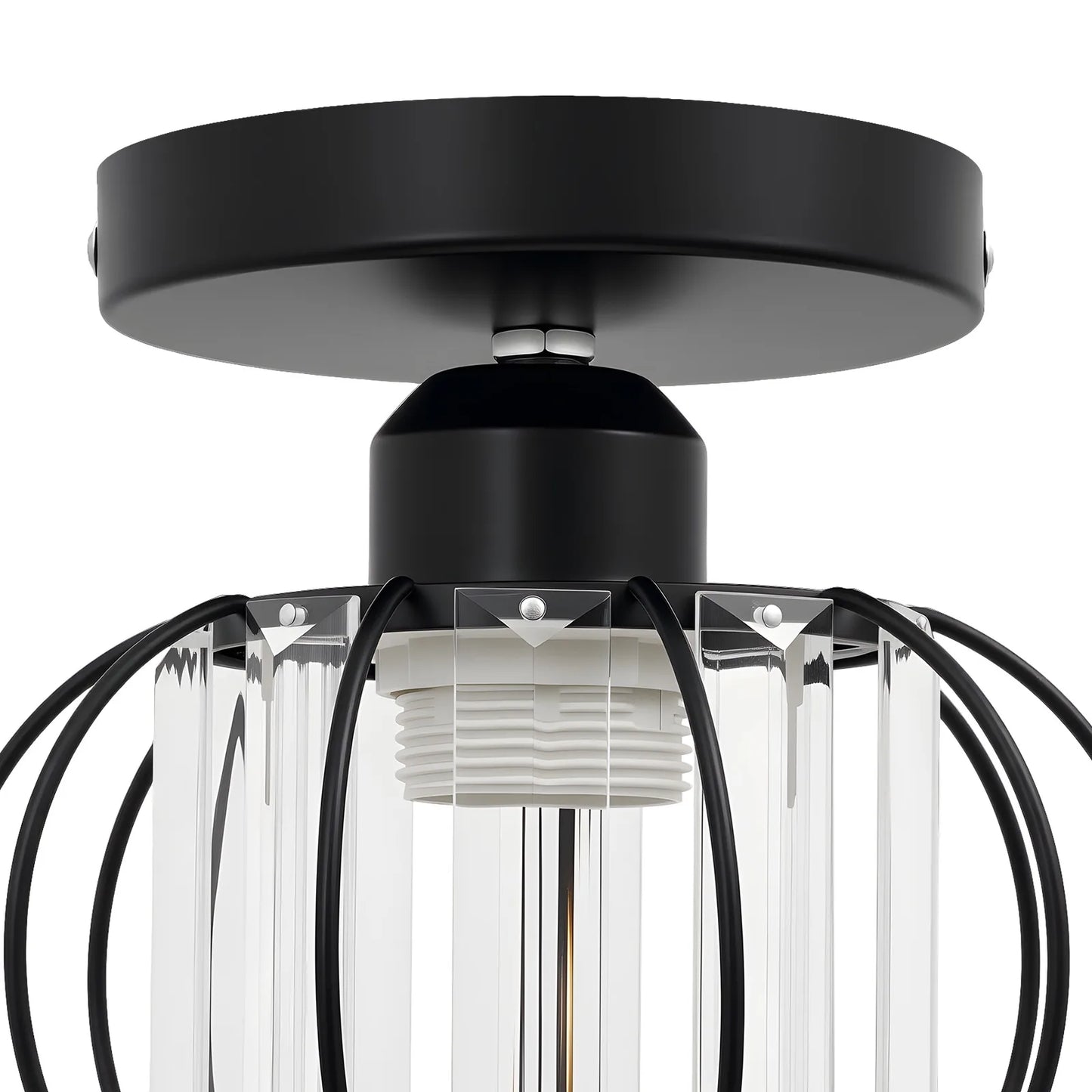 Modern Semi Flush Mount Ceiling Light Fixture With Crystal