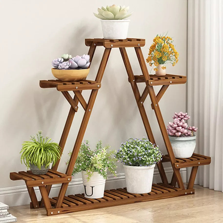 Wisfor 6-Tier Pine Wood Plant Stand Triangle Shelf