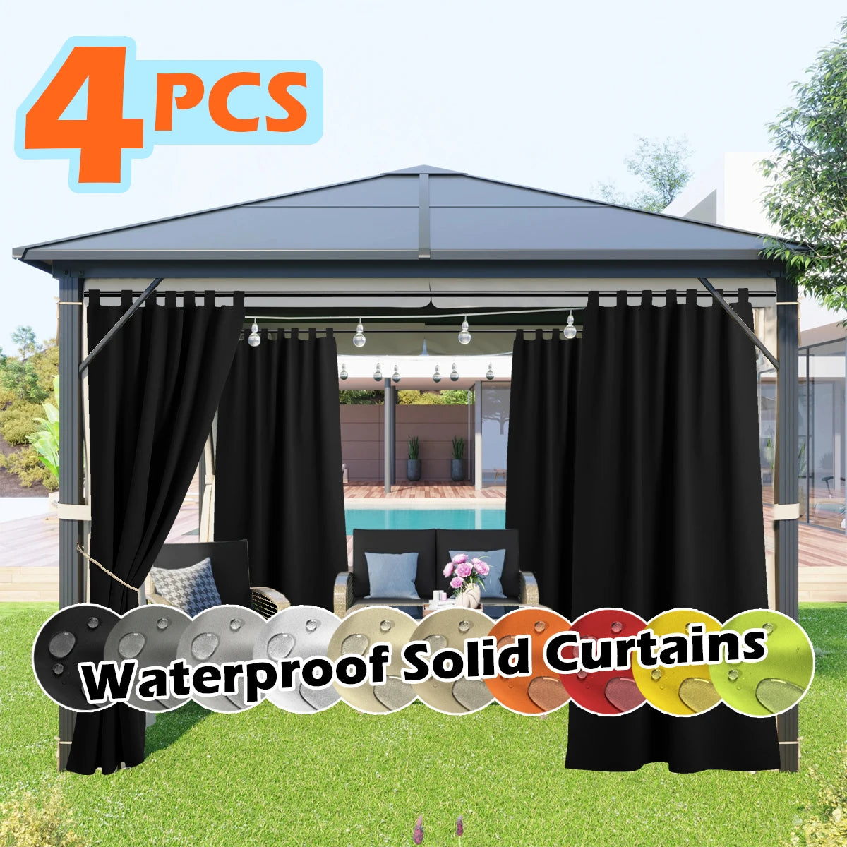 SABALANICA Outdoor Curtains Waterproof UV Resistant Tab Top