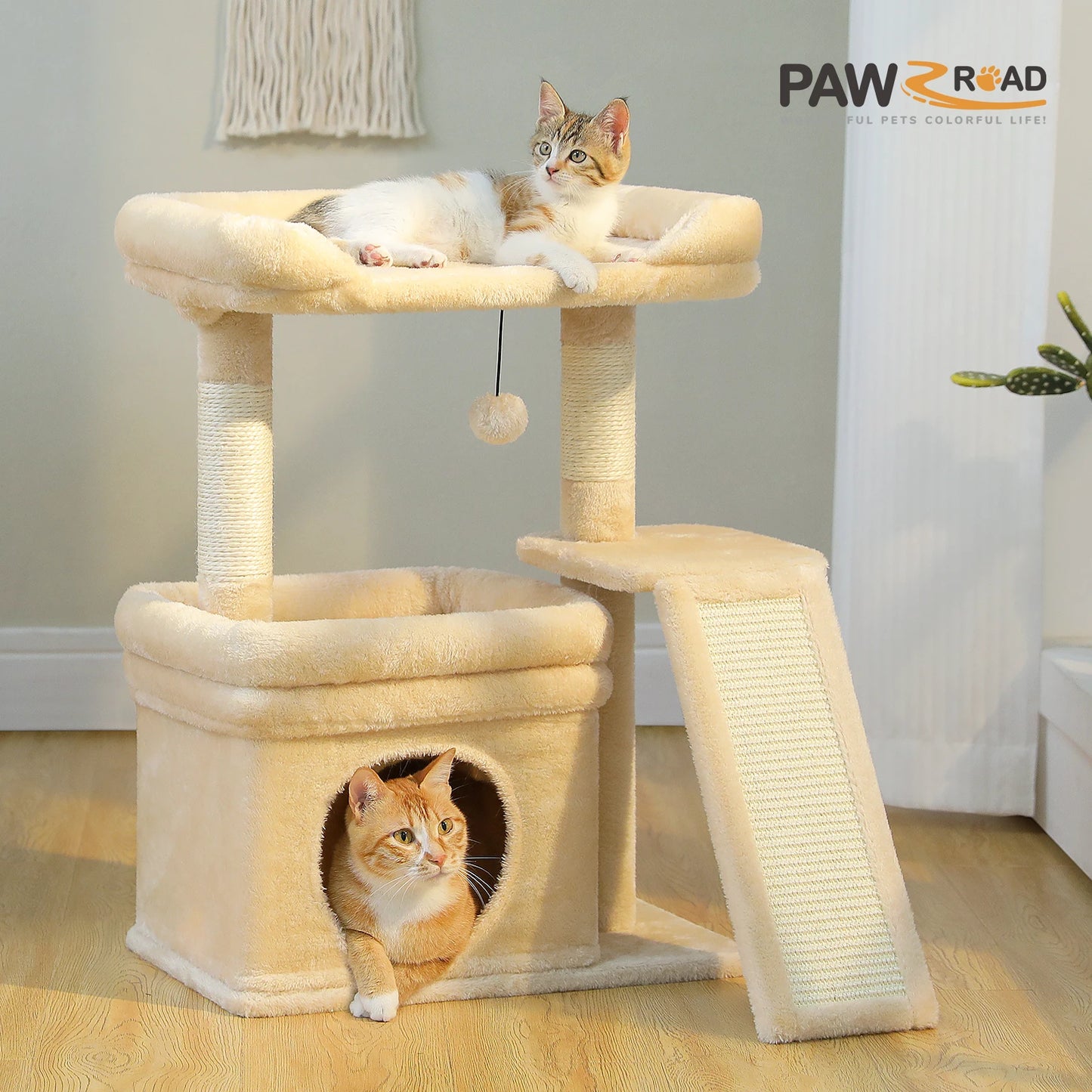 PAWZ Road Small Cat Tree Tower With Sisal Scratching Post