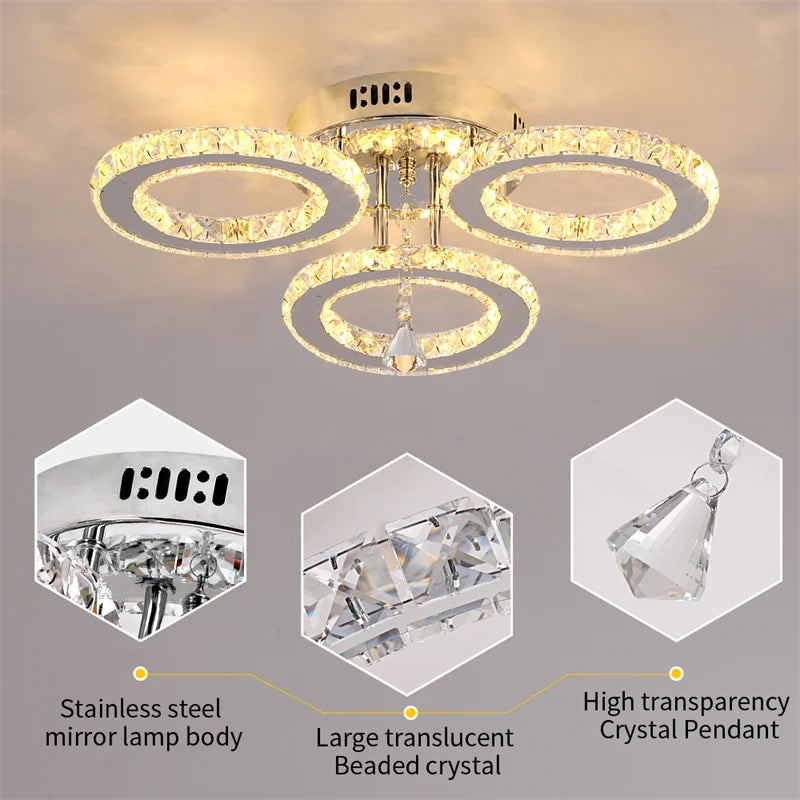 GreeLustr Led Crystal Pendant Light Modern Chandelier