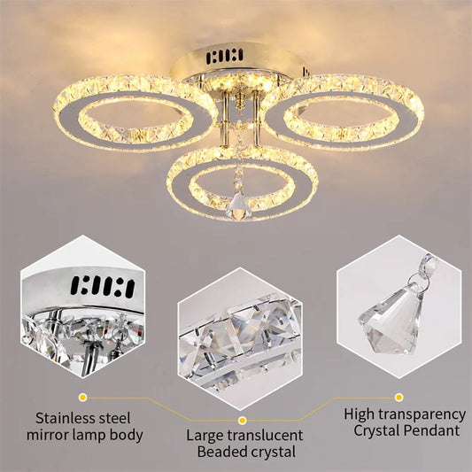 GreeLustr Led Crystal Pendant Light Modern Chandelier