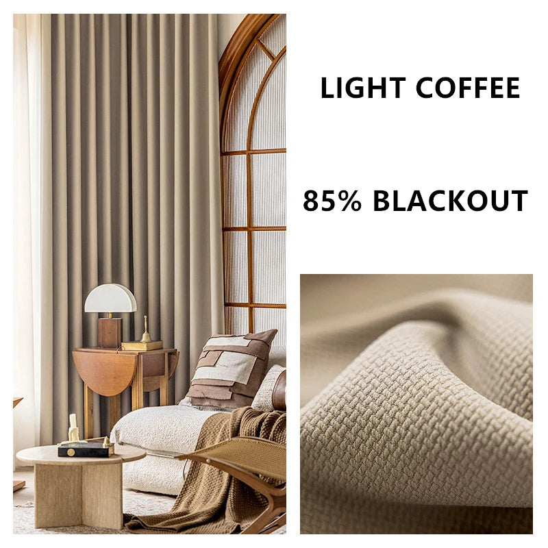 Custom Thickened Blackout Jacquard Curtains for Living Rooms