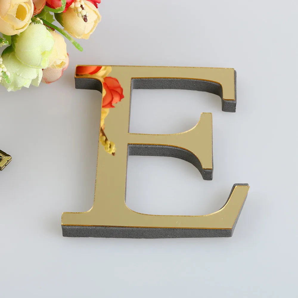 Alphabet 26 Letters 3D Mirror Acrylic Gold Wall Sticker