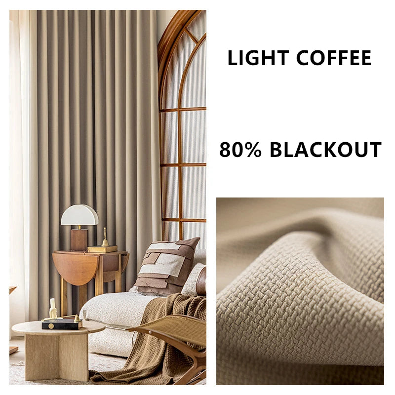 Custom Thickened Blackout Jacquard Curtains for Living Rooms