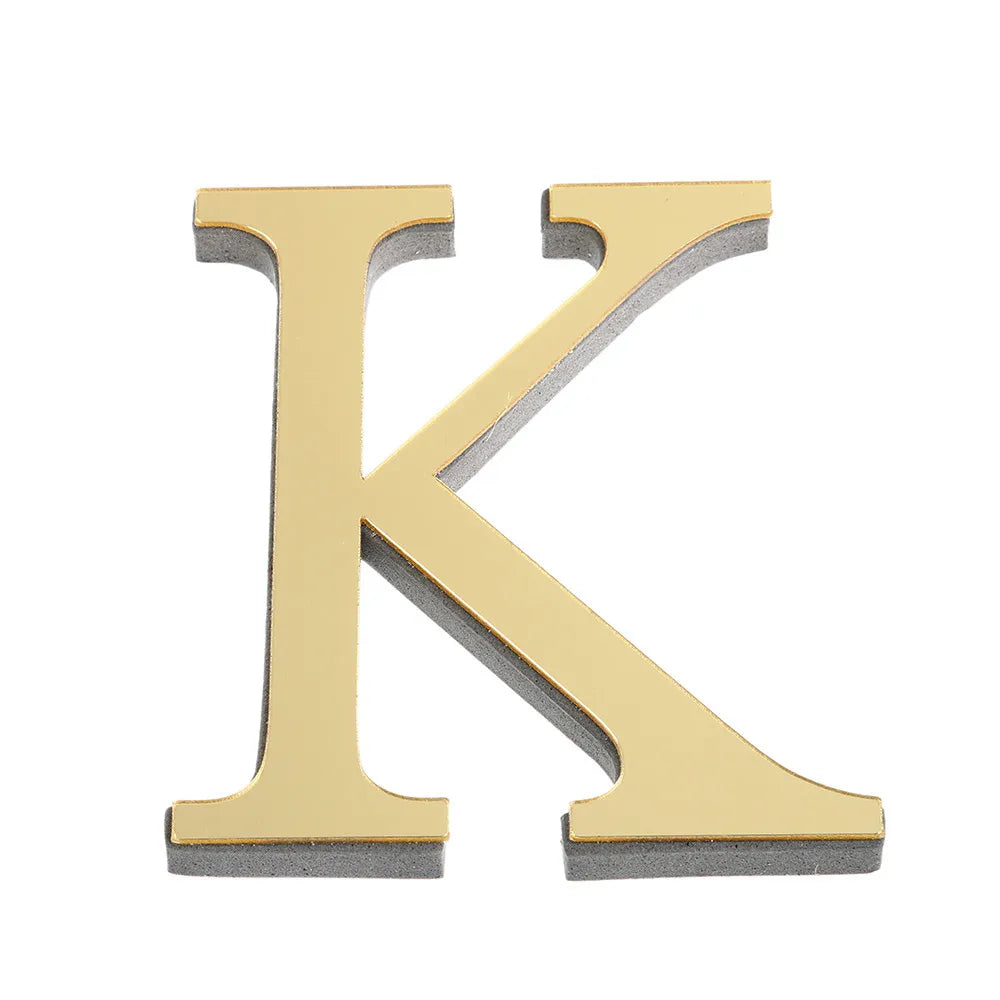 Alphabet 26 Letters 3D Mirror Acrylic Gold Wall Sticker