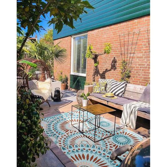 DIXSG Reversible Waterproof Outdoor Indoor Plastic Straw Mat