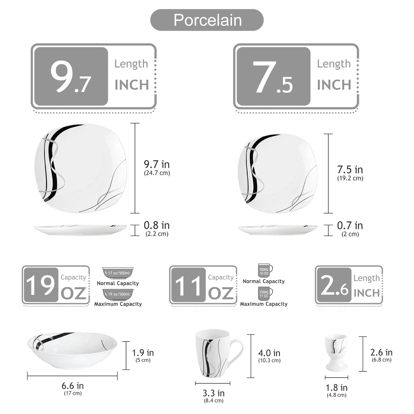 MALACASA Fiona Porcelain Dinnerware Set 20/40 Pieces
