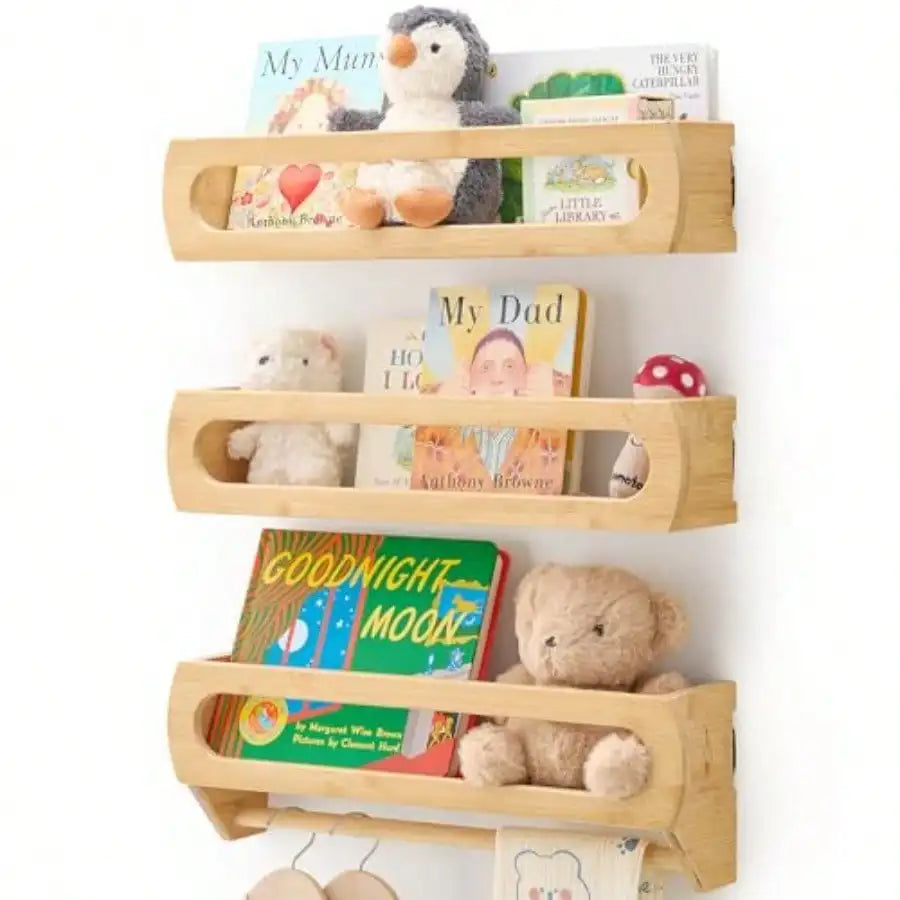 Premium Bamboo Floating Bookshelf For Nursery