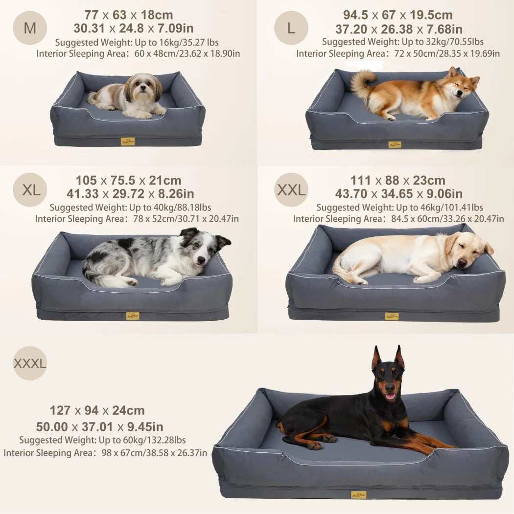 BORWART CN Orthopedic Dog Bed With Waterproof Bolster Sides