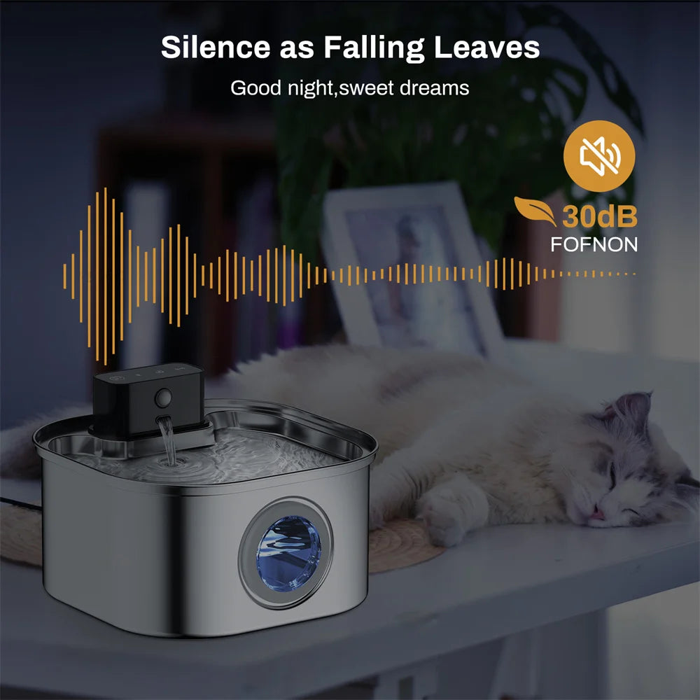 Stainless Steel Pet Water Fountain 3.2L Motion Sensor