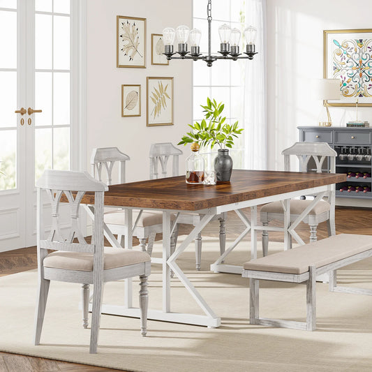 Tribesigns 6 People Dining Table With Rustic Wood Top