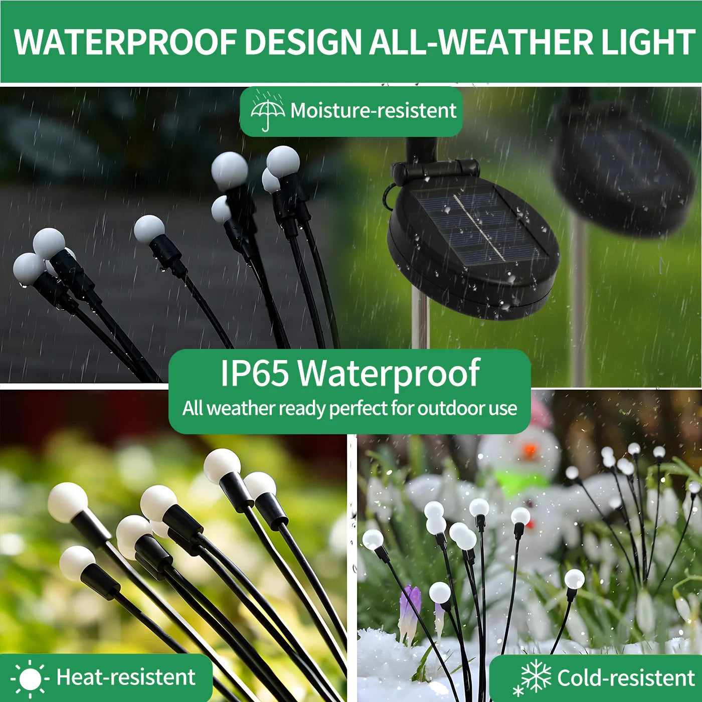 8 Head Solar Firefly Lights Outdoor LED Garden Pathway
