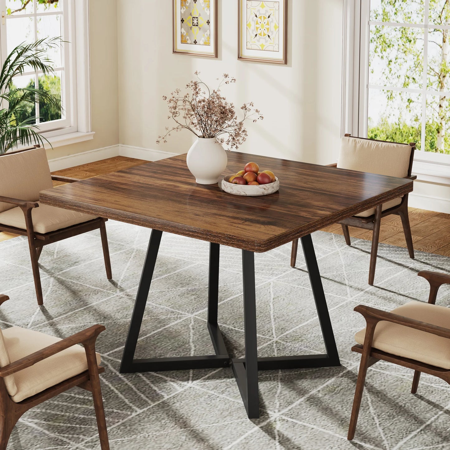 Tribesigns Square Dining Table For Four Wood