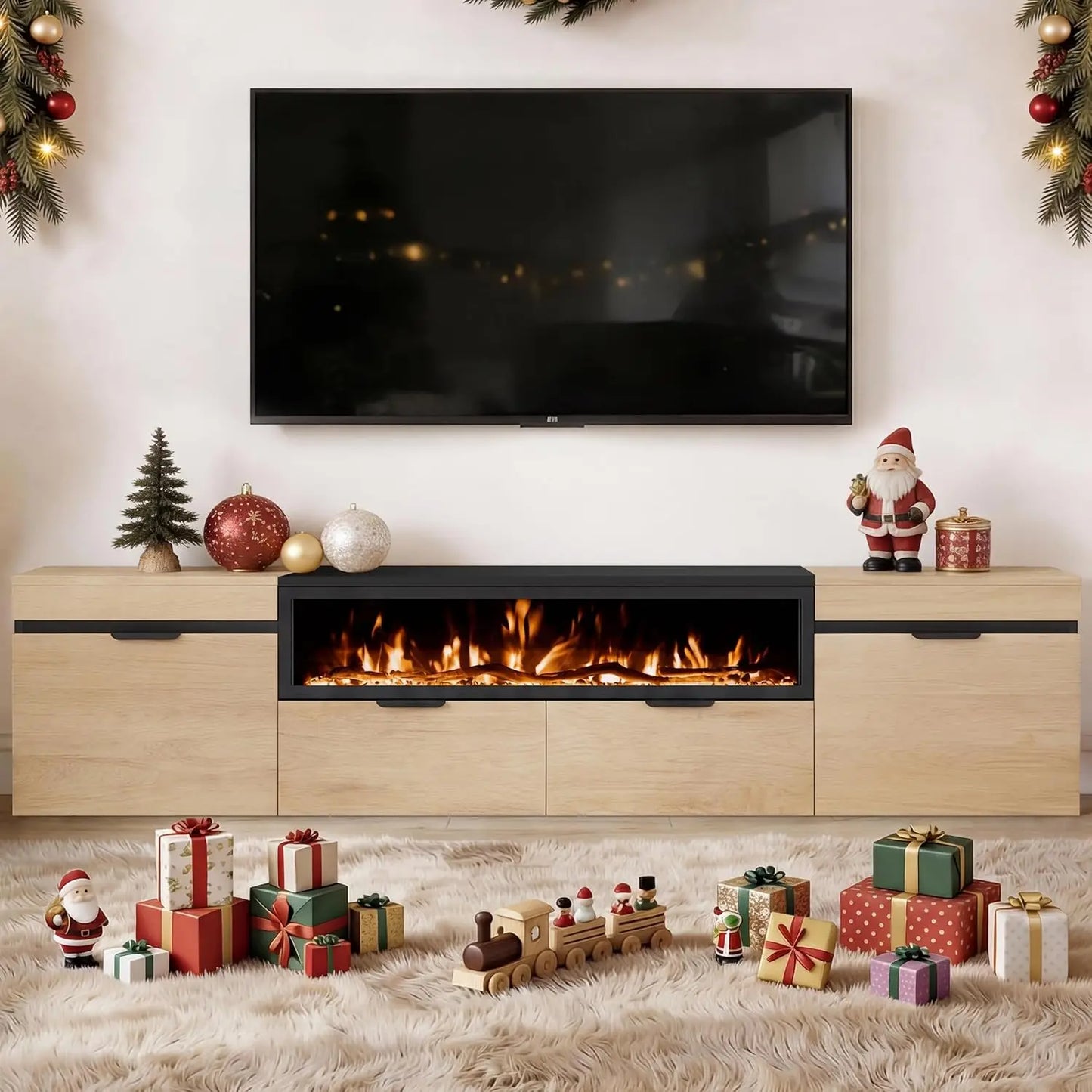Electric Fireplace TV Stand With No Heat Insert