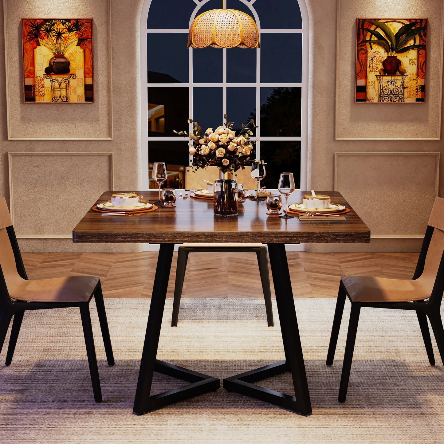 Tribesigns Square Dining Table For Four Wood