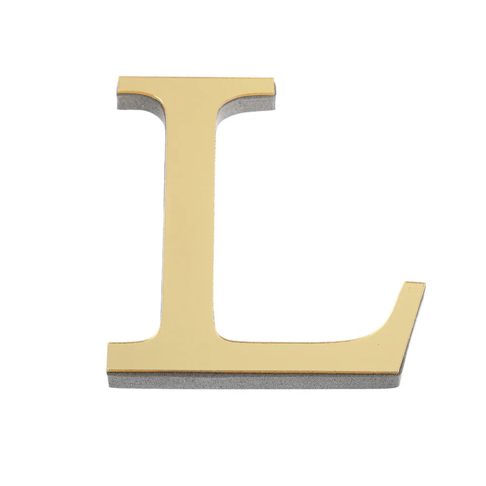 Alphabet 26 Letters 3D Mirror Acrylic Gold Wall Sticker
