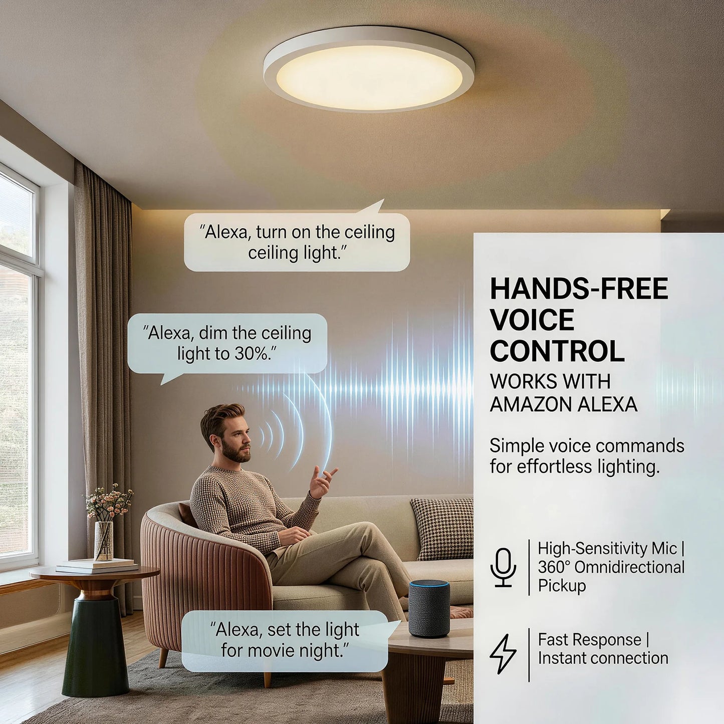Tuaaryii Smart RGB Ceiling Light With Dimmable 3000K-6500K