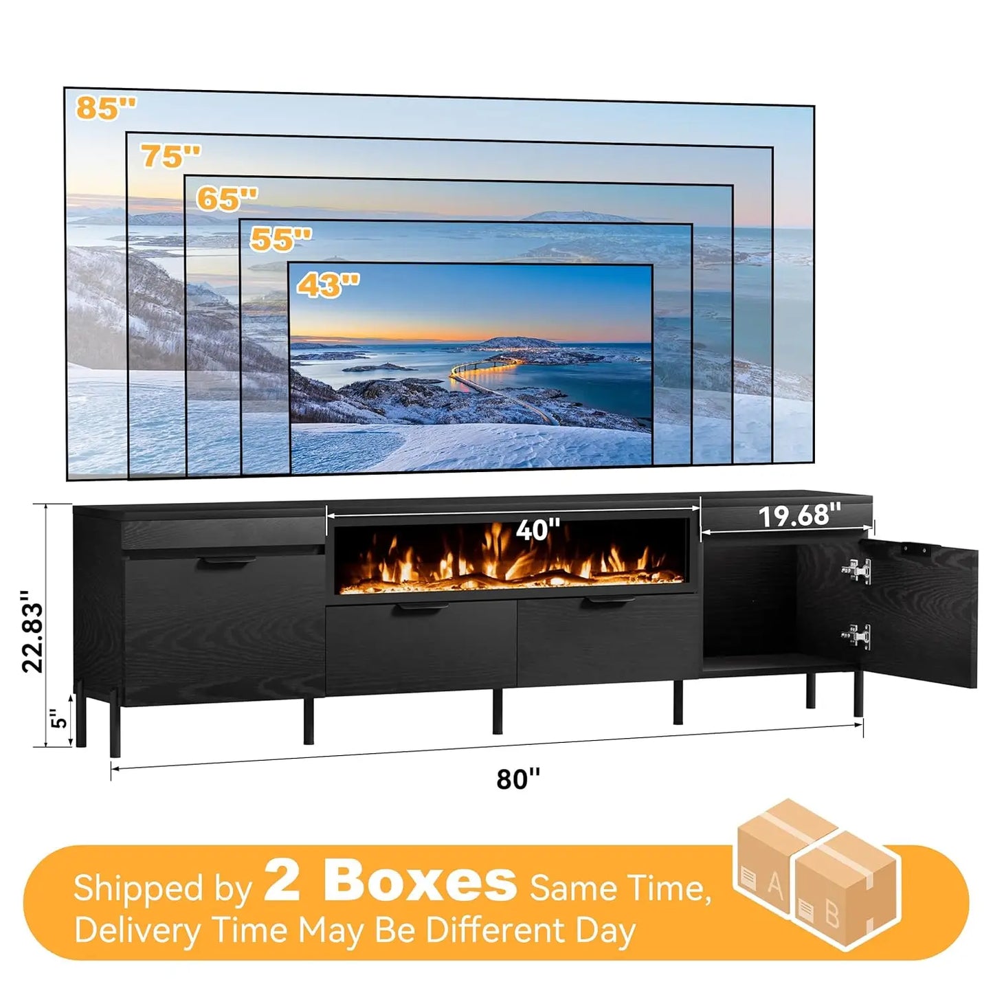 Electric Fireplace TV Stand With No Heat Insert