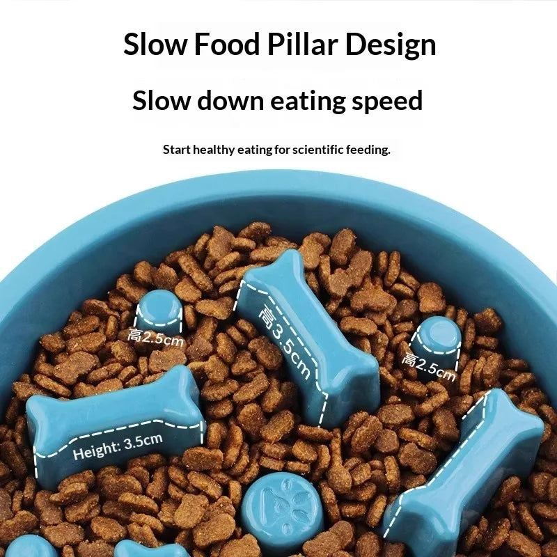 Slow Feeder Dog Bowl, Anti Choking, Non Slip Double Bowls