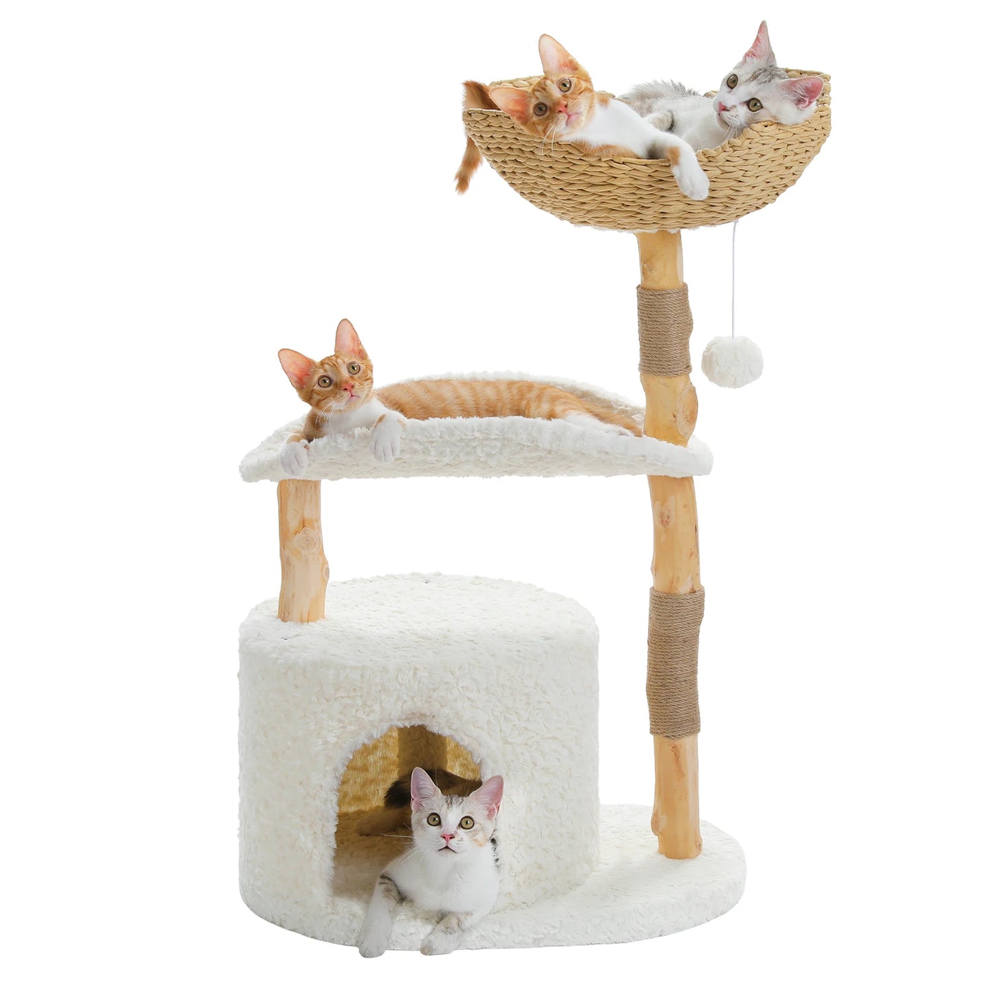 PAWZ Road Modern Cat Tree Tower With Wood Scratching Posts