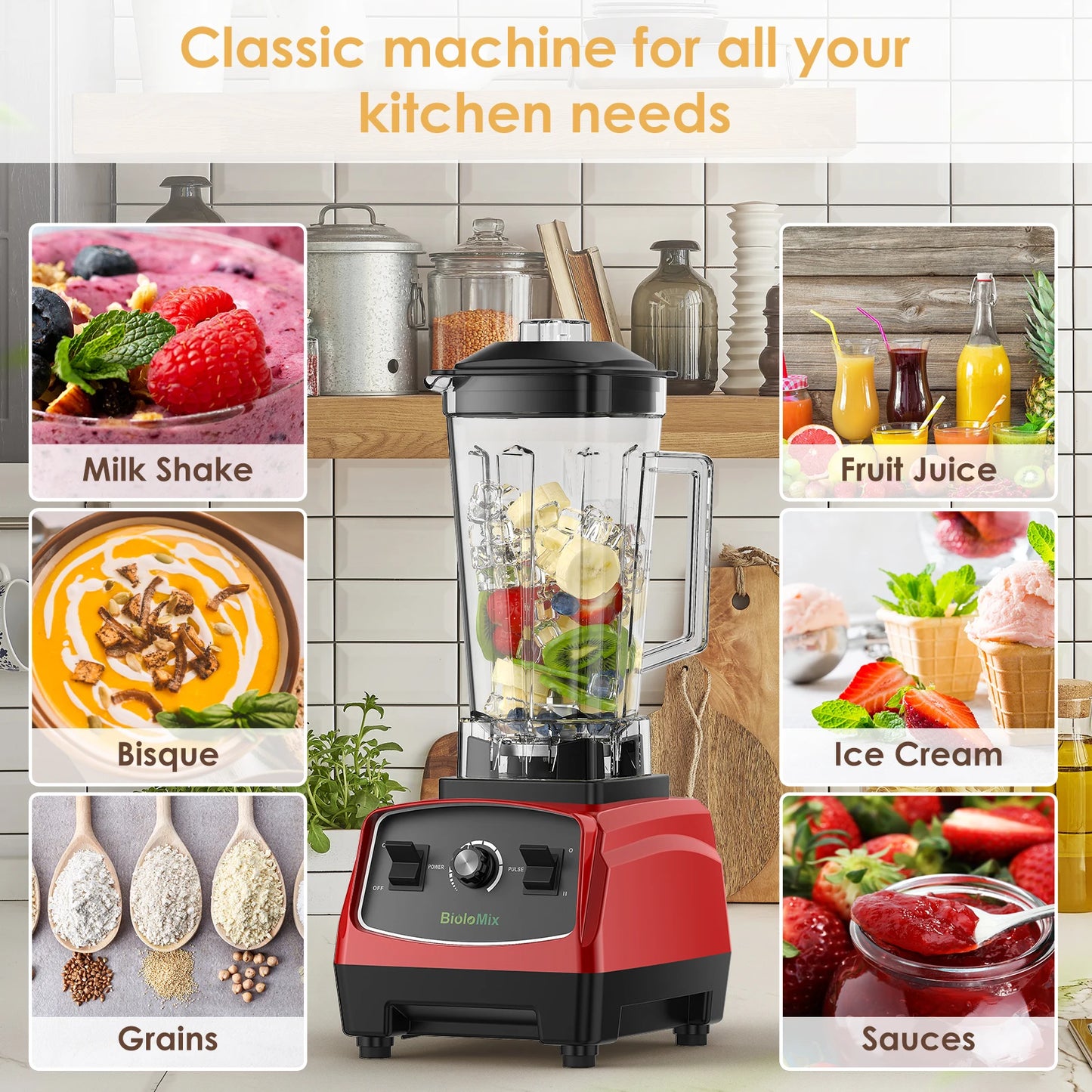Biolomix Heavy Duty Blender Mixer Juicer Smoothies