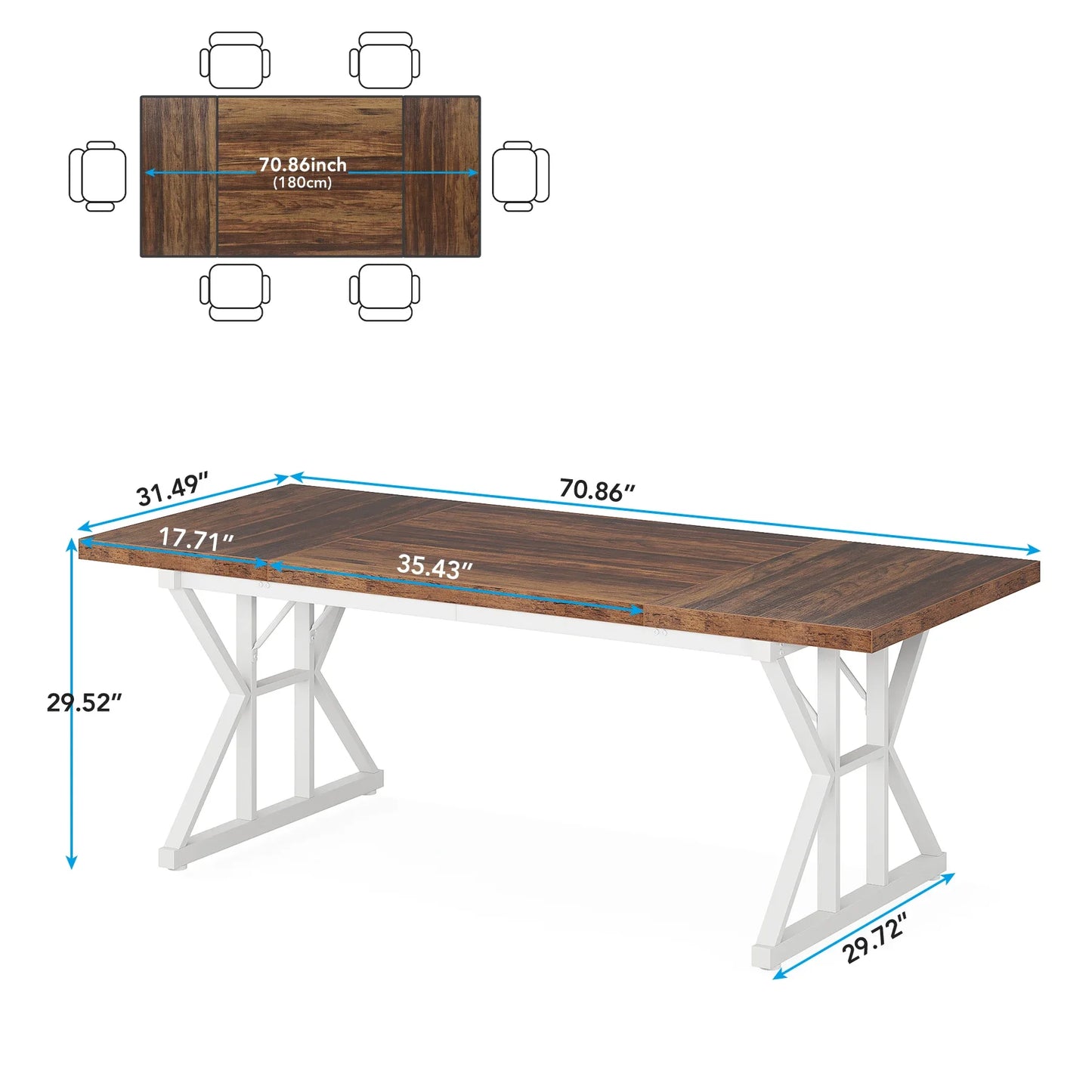 Tribesigns 6 People Dining Table With Rustic Wood Top