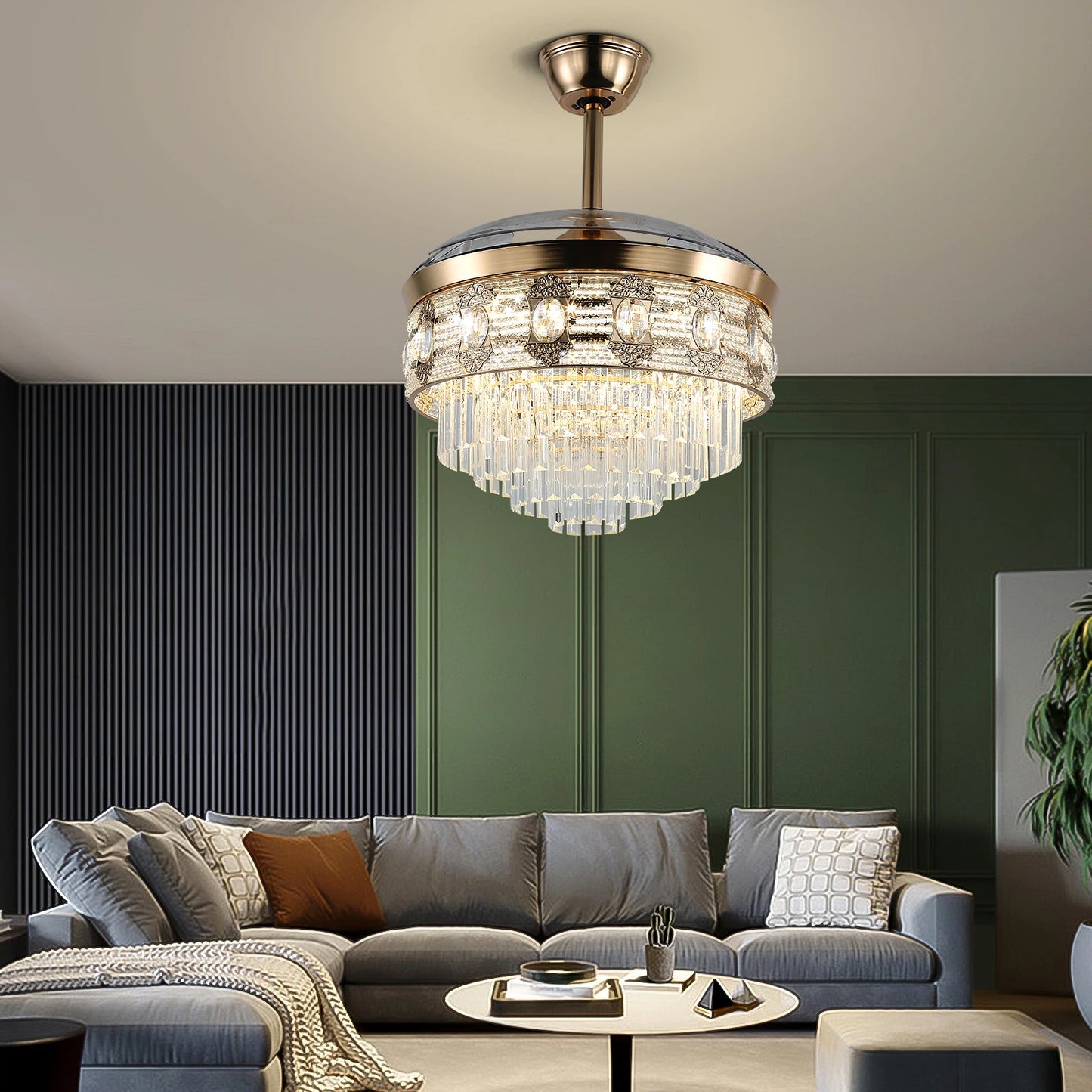 VETRULUS Modern Smart Ceiling Fan Chandelier With Remote
