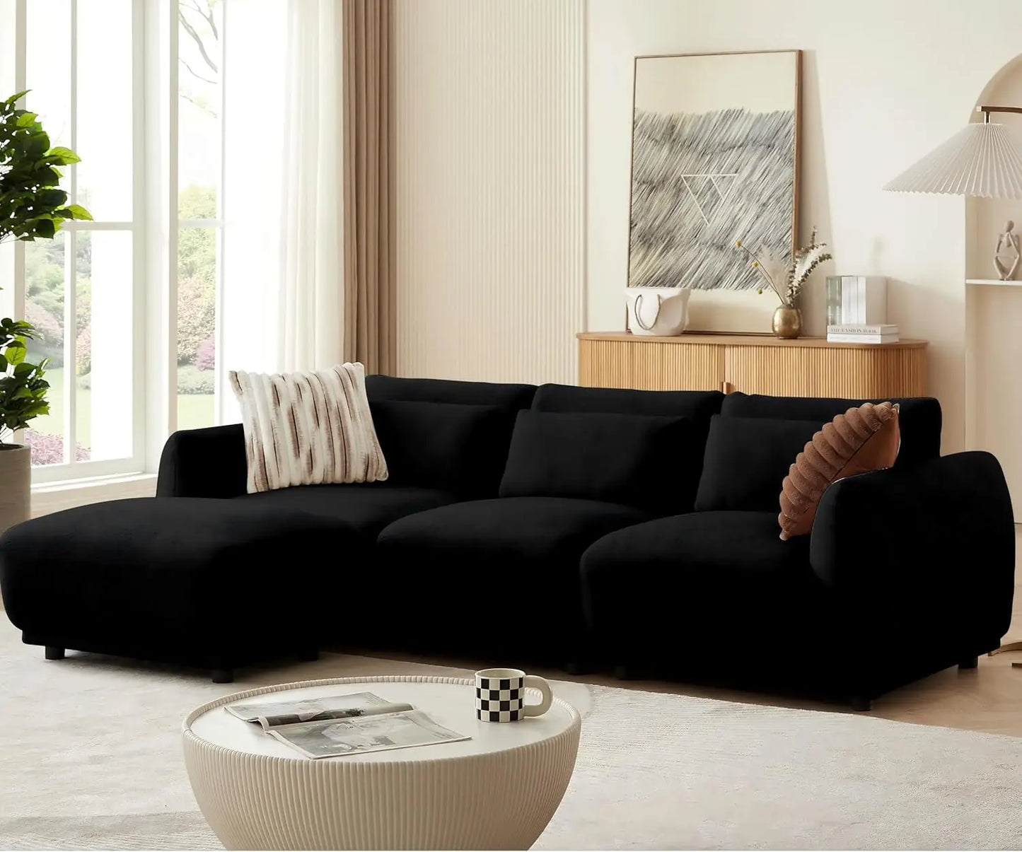 L Shaped Modular Sectional Couch With Convertible Ottoman