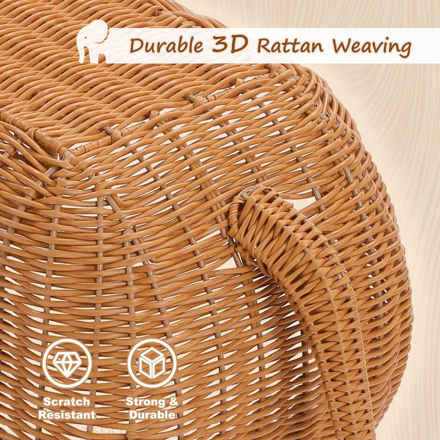 PAWZ Road Elephant Cat Condo Handwoven Wicker Plush Cushion