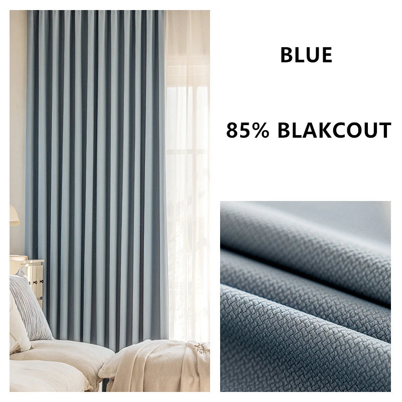 Custom Thickened Blackout Jacquard Curtains for Living Rooms