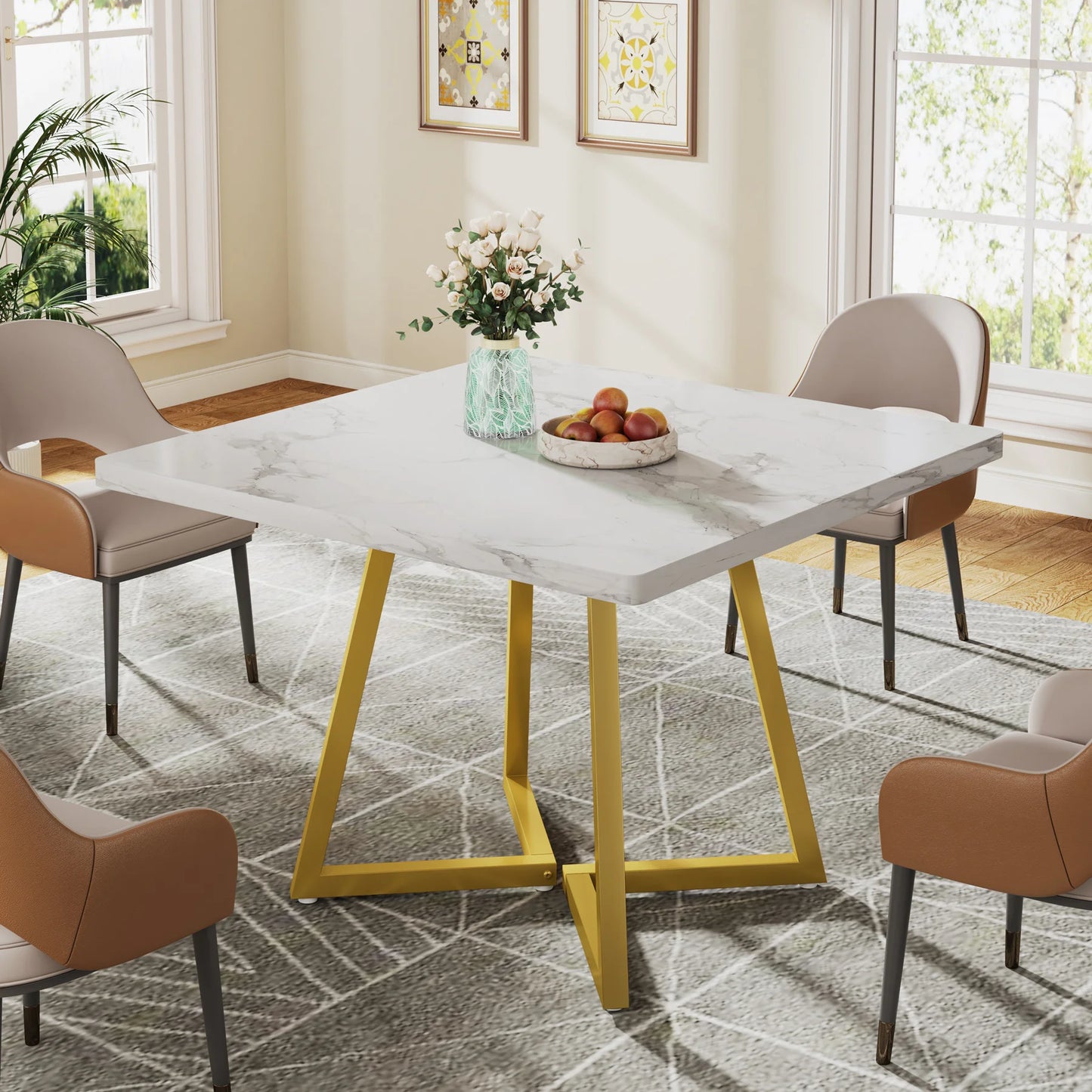 Tribesigns Square Dining Table For Four Wood