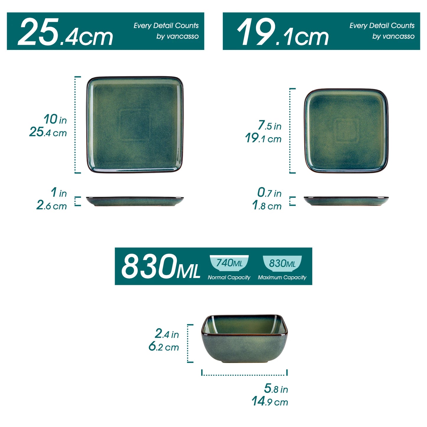 MALACASA Ceramic Dinnerware Set Reactive Glaze