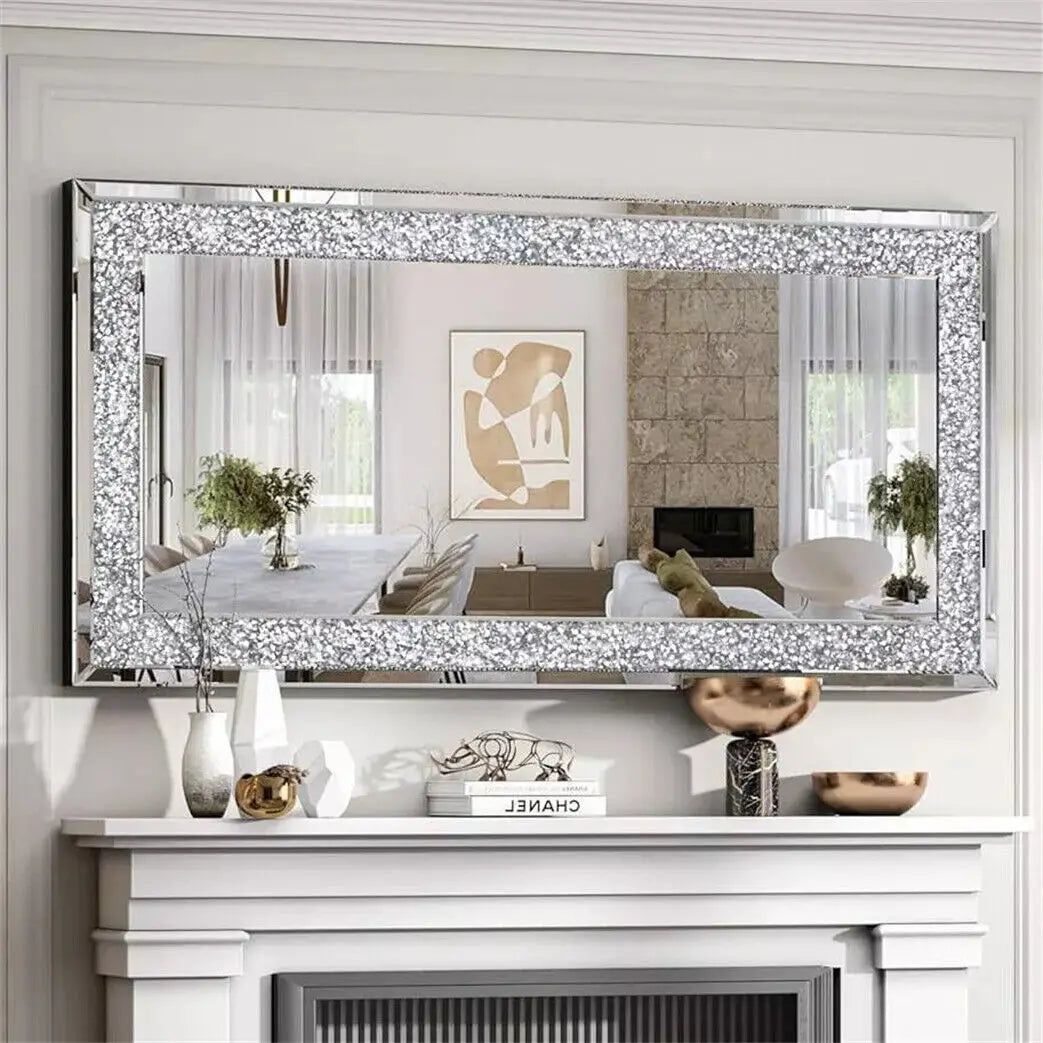 Crystal Crush Diamond Wall Mirror Framed For Living Room
