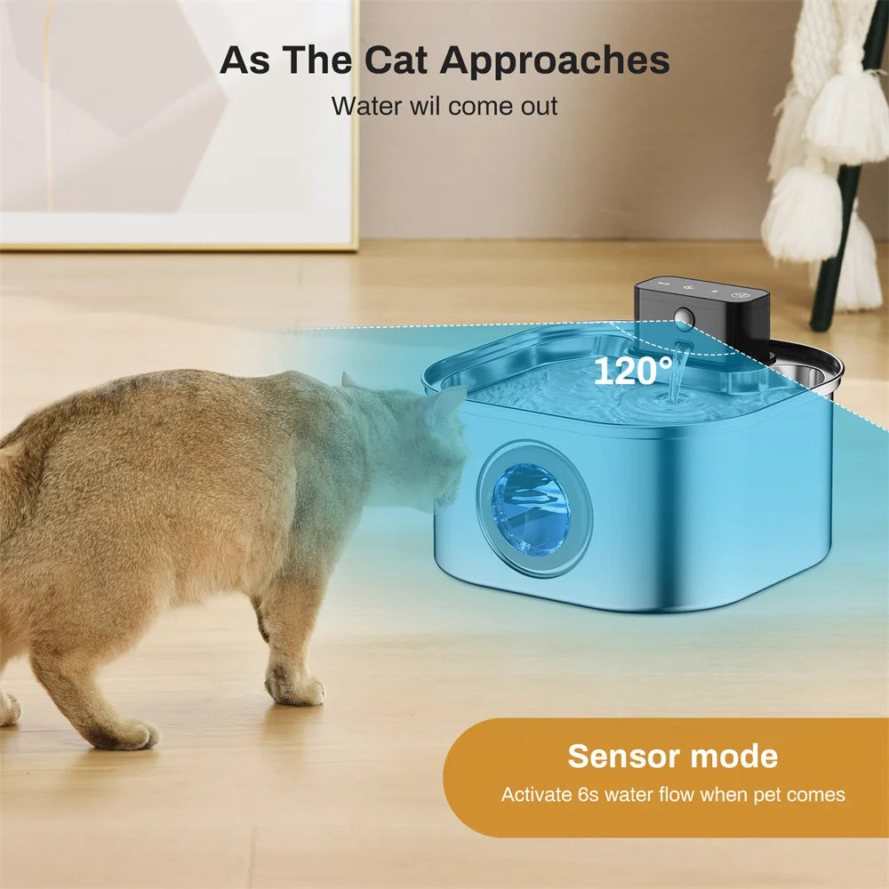 Stainless Steel Pet Water Fountain 3.2L Motion Sensor