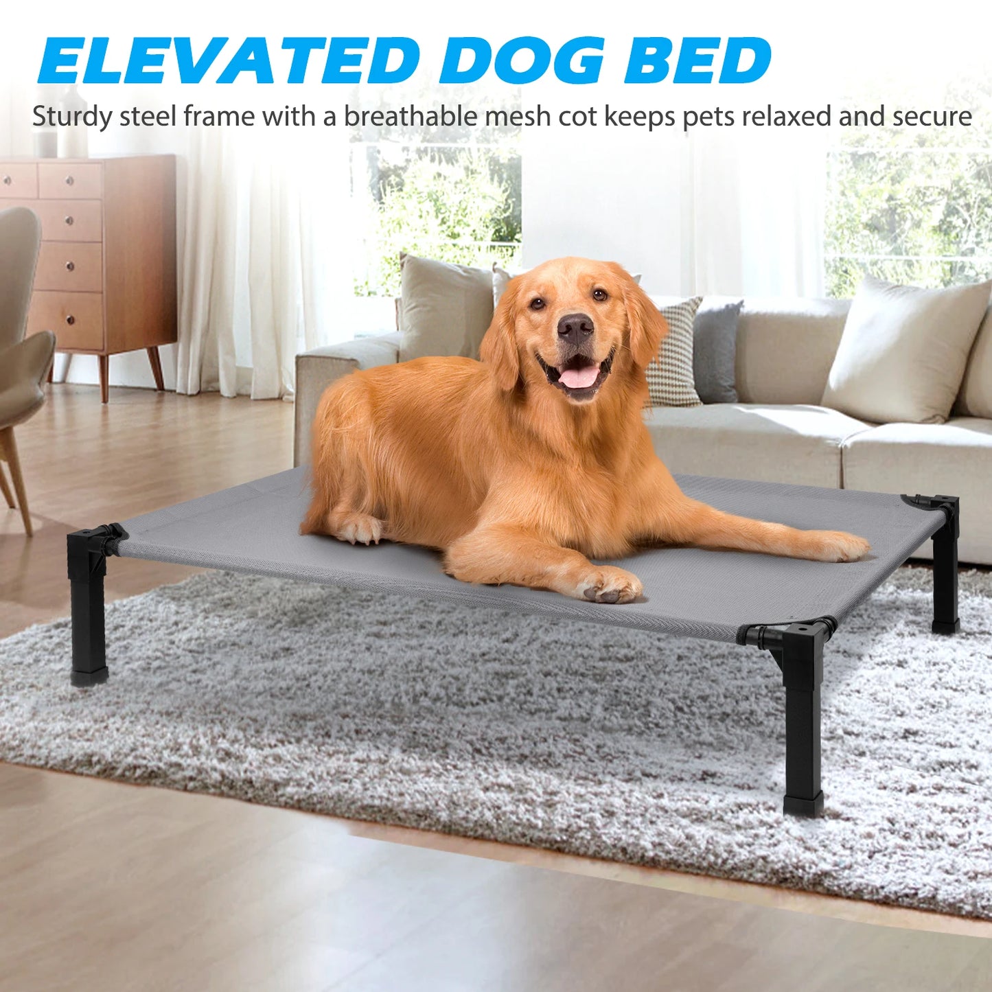 Elevated Cooling Dog Bed With Chew Proof Mesh