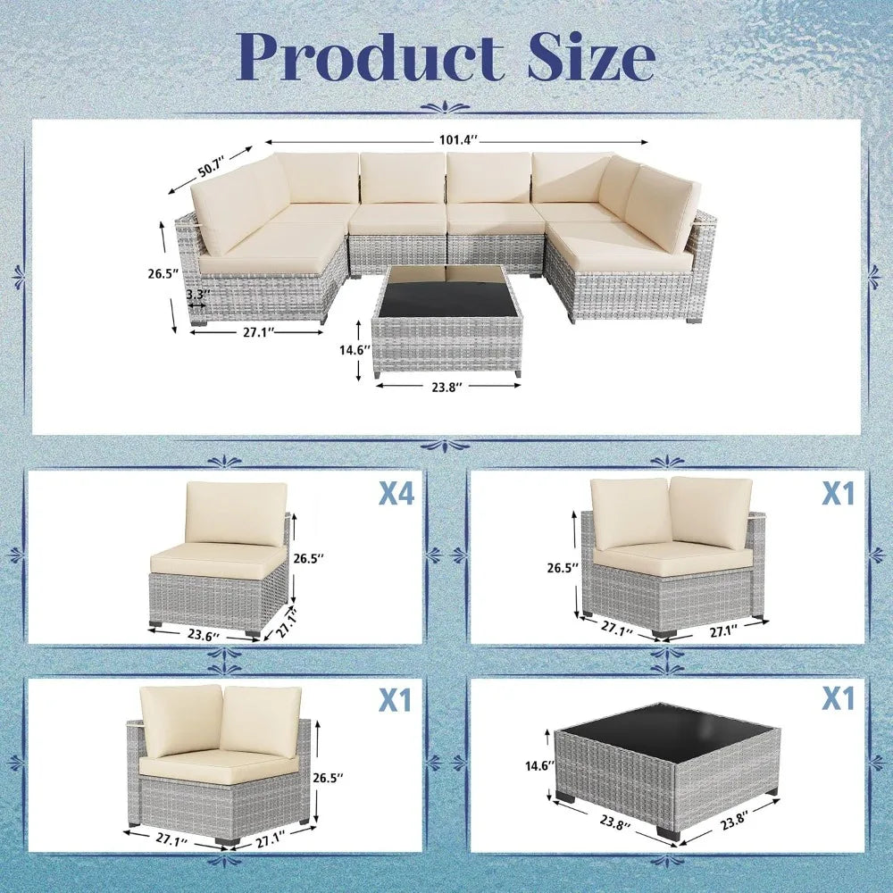 All Weather PE Rattan Modular Sectional Patio Set