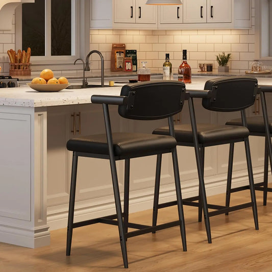 TWISTER.CK Modern Bar Stools Set With Back And Wide Seat