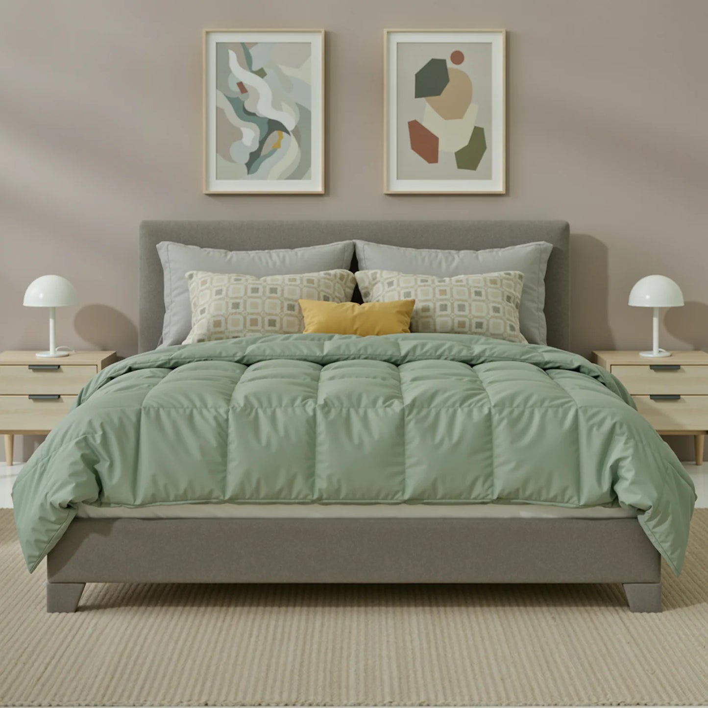 HOOMIC Upholstered Bed Frame With Linen Headboard And Slats