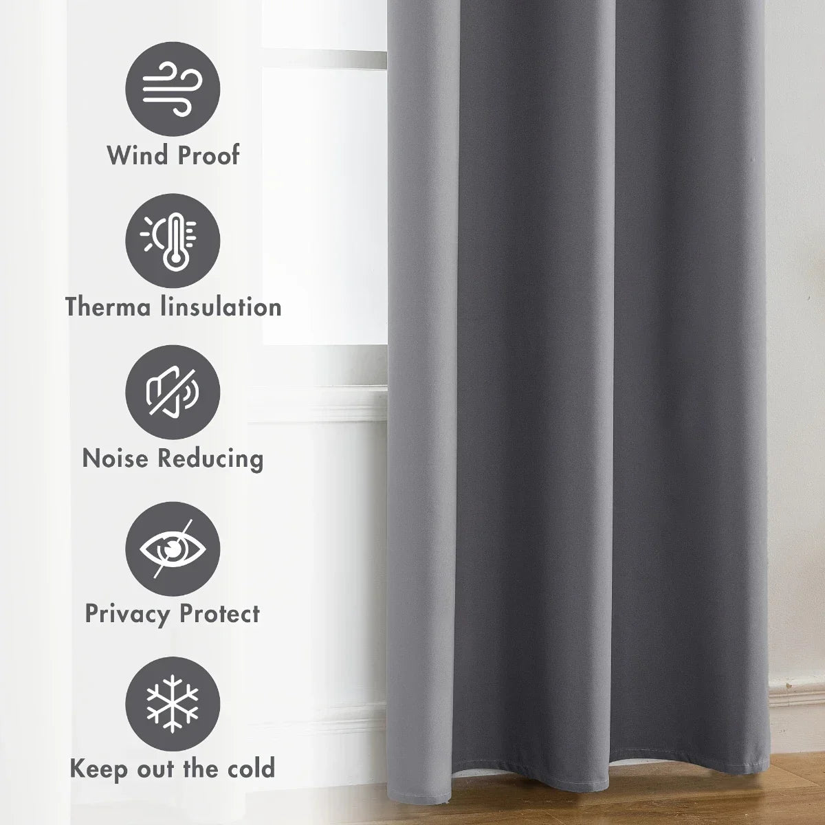2 Piece Modern Blackout Curtain With Coated Lining