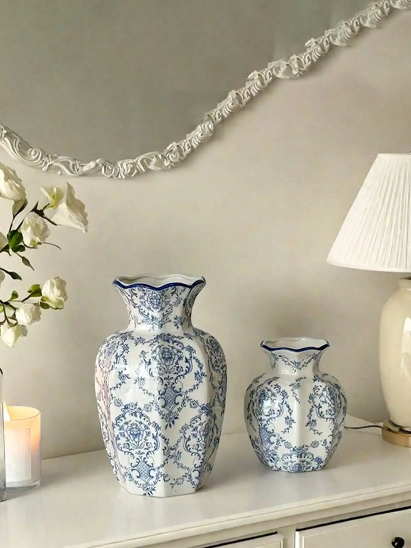 Porcelain Vase Chinese Retro Flower Decor Living Room
